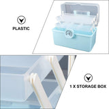 Household Medical Kit Portable Medicine Box Storage Locked Organizer Fold Organiser Blue 34X21.5CM