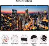 Projector Screen,120 inch 16:9 HD Foldable Anti-Crease Portable Projection Movies Screen Pattan Australia