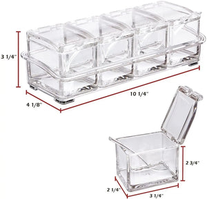 Clear Seasoning Rack Spice Pots by AIQI - 4 Piece Acrylic Seasoning Box - Storage Container Condiment Jars - Cruet with Cover and Spoon pattanaustralia