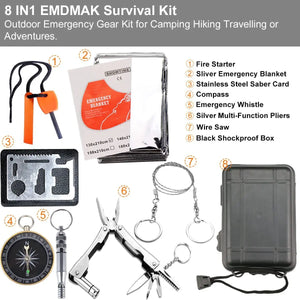 EMDMAK Outdoor Emergency Gear Kit for Camping, Hiking, Travelling, Adventure (Black) pattanaustralia