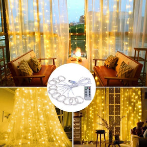 Fairy Curtain Lights, Amaze-T 300 LED Window Curtain String Light Wedding Party Home Garden Bedroom Outdoor Indoor Wall Decorations (Warm White) pattanaustralia