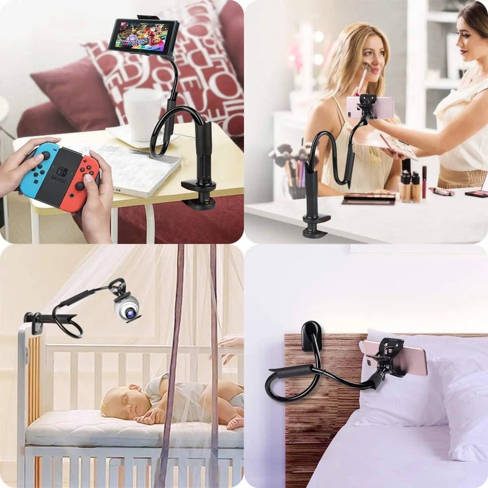 Bed Phone Holder Gooseneck Mount, for Desk Flexible Arm Clamp Mount Stand for IPhone & Samsung(Black) pattanaustralia