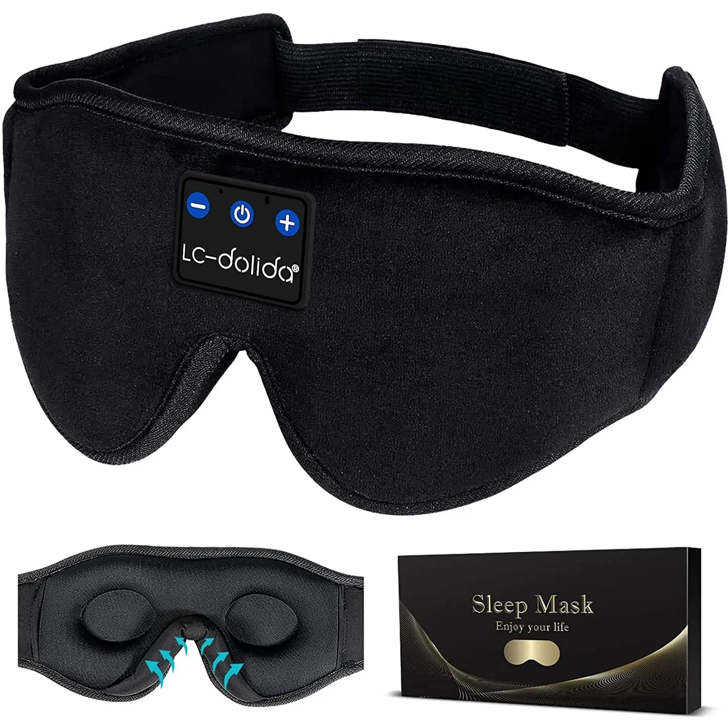 LC dolida Sleeping Mask with Bluetooth Headphones for Side