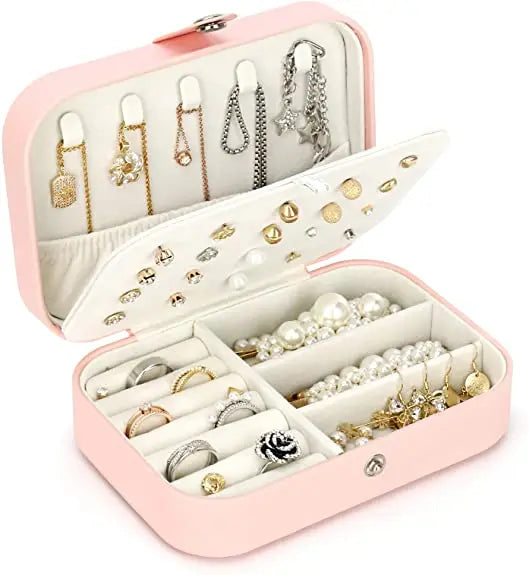 T Tersely Portable Travel Jewellery Storage Case for Rings, Necklace, Stud Bracelets Gift Organizer Boxes for Women, Girls - Lady Pink pattanaustralia