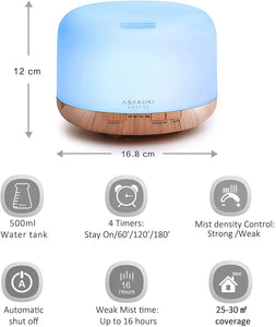 ASAKUKI 500ml Essential Oil Diffuser, 5 in 1 Ultrasonic Aromatherapy Fragrant Oil Vaporizer Humidifier, Timer and Auto-Off Safety Switch pattanaustralia