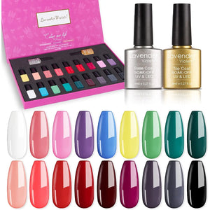 Soak-off UV Gel Nail Polish Kit with Base Top Gel 18 Colors for Home Nail Salon pattanaustralia