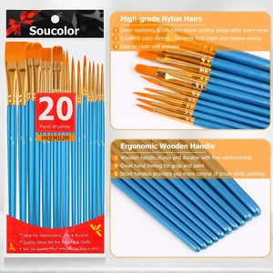 20Pcs Round Pointed Tip Artist Paintbrushes for Acrylic Painting Set Pattan Australia