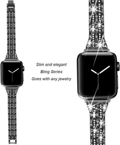 Bling Bands Compatible Apple Watch Band 38mm 40mm iWatch Series 3, Series 2, Series 1, Diamond Rhinestone Metal Jewelry Wristband Strap, Rose Gold pattanaustralia