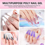 Poly Gel Nail Kit with Lamp, Pink Nude Glitter Colours Poly Nail Extension Gel Kit, Easy Quick Builder Gel with Rhinestone, Dual Forms, Complete Polygel Kit pattanaustralia