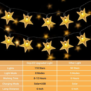 Star Solar String Light Outdoor, 18M/59ft, 110 LED Solar and USB Powered, 8 Decorative Modes Pattan Australia