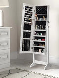 Luxfurni LED Light Jewelry Cabinet Standing Mirror Makeup Lockable Armoire, Large Storage Organizer pattanaustralia