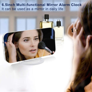 Digital Clock Large Display, LED, Electric Alarm Clock Mirror Surface for Makeup with Diming Mode, 3 Levels Brightness, Dual USB Ports White pattanaustralia