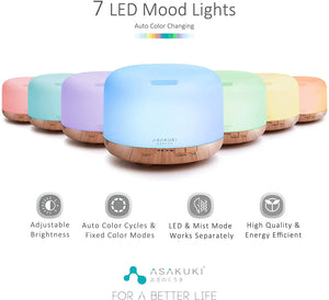 ASAKUKI 500ml Essential Oil Diffuser, 5 in 1 Ultrasonic Aromatherapy Fragrant Oil Vaporizer Humidifier, Timer and Auto-Off Safety Switch pattanaustralia
