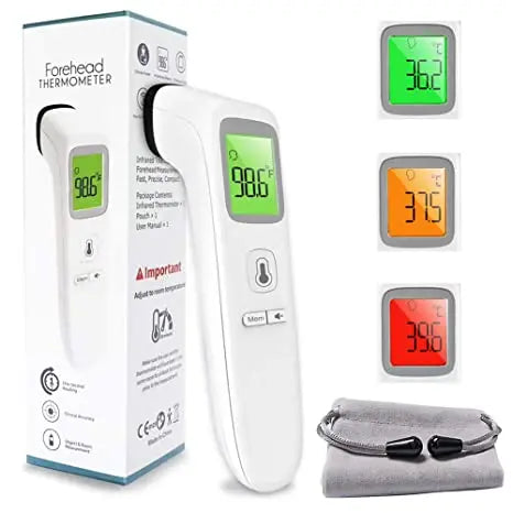 Digital Forehead Themometer Non-Touch for Adults, Children, Baby, Infrared Sensors for Fast Clinically Accurate Readings Less than 1s, Detects Fever and High Temperature, 3 Color LCD Screen, Records 35 Readings in Memory, Silent Mode Pattan Australia