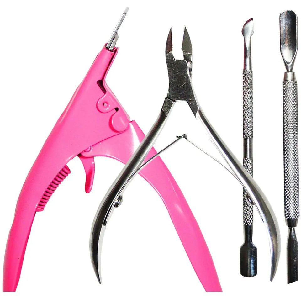 4 Pcs Manicure Pedicure Tools Set of Cuticle Pushers and Nipper Trimmer, Nails Tips Clipper, Edge Cutter pattanaustralia