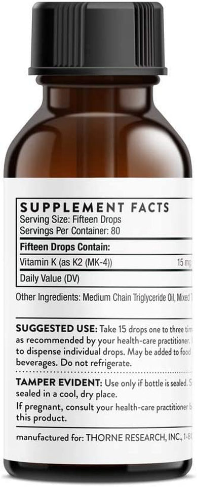 - Vitamin K2 Liquid (1 Mg/Drop) - Concentrated Vitamin K2 Supplement for Heart and Bone Support - 30 Ml