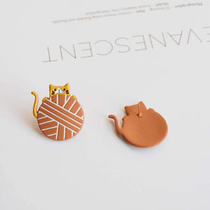 Cute Cat Earrings Orange Kitten Stud Earring Teen Girls Cat Lovers Birthday Christmas Gift