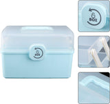 Household Medical Kit Portable Medicine Box Storage Locked Organizer Fold Organiser Blue 34X21.5CM
