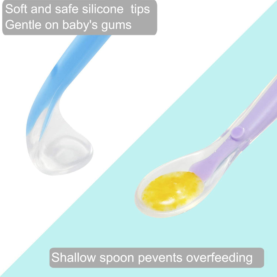 Baby Silicone Soft Spoons| Training Feeding for Kids Toddlers Children and Infants| BPA Free 6 Pack| Great Gift Set |Gum-Friendly First Stage