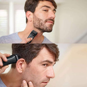 Multigroom Series 3000 8-In-1 Face and Hair Cordless Trimmer with 8 Tools, Rinseable Attachments and Upto 60 Min Run Time, Black, MG3730/15