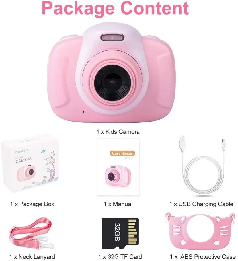 Kids Digital, 30MP  Selfie Camera for Boys and Girls, 1080P Rechargeable Video Recorder with 32GB SD Card, 2.4 inch IPS Screen pattanaustralia