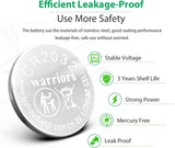 Warriors 2032 CR2032 Coin Button Cell 3V 3 Volt Lithium Batteries 5X Retail Pack Compliant with Coin Battery Safety Standards 2020