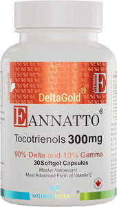 E Annatto Tocotrienols Deltagold 300Mg, Vitamin E Tocotrienols Supplements 30 Softgel Capsules, Tocopherol Free, Supports Immune Health & Antioxidant Health (90% Delta & 10% Gamma) (Pack of 1)