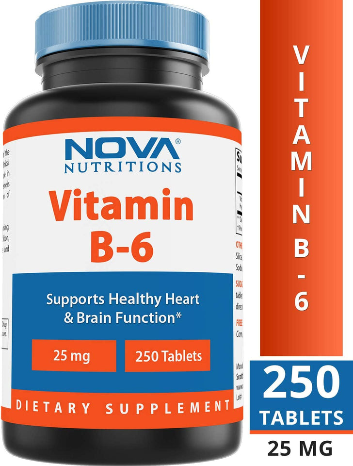 Vitamin B6 25 Mg - Supports Healthy Nervous System, Metabolism & Cell Health - 250 Tablets