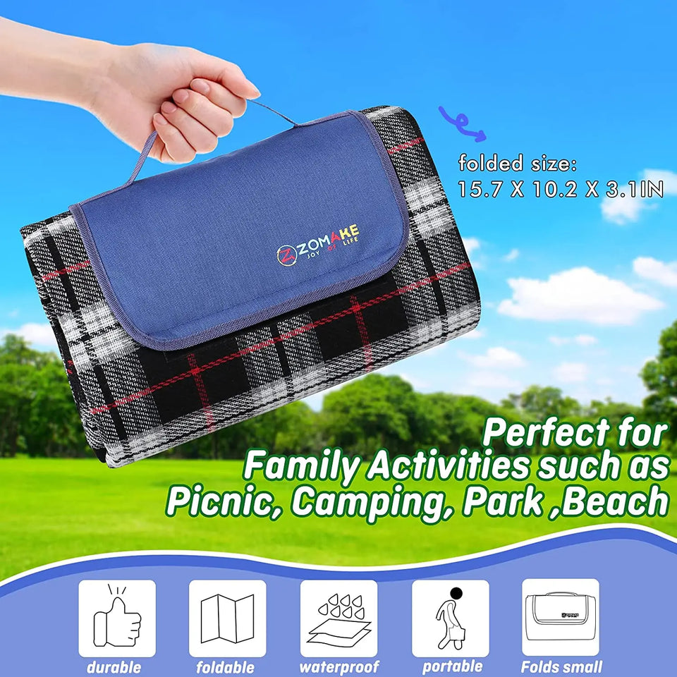 ZOMAKE Picnic Blanket with Waterproof Backing Extra Large Washable Beach Mat 200X150 Pattan Australia