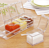 Clear Seasoning Rack Spice Pots by AIQI - 4 Piece Acrylic Seasoning Box - Storage Container Condiment Jars - Cruet with Cover and Spoon pattanaustralia