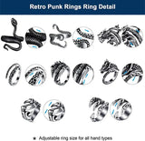 Unisex Vintage Punk Adjustable Rings 8 Pieces Octopus, Dragon, Snake pattanaustralia