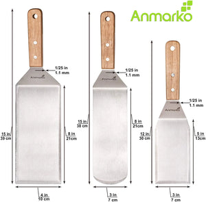 Stainless Steel Metal Spatula Set Metal Utensil great for BBQ Grill Flat Top Cast Iron Griddle Pattan Australia