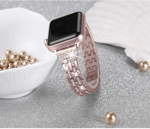 Bling Bands Compatible Apple Watch Band 38mm 40mm iWatch Series 3, Series 2, Series 1, Diamond Rhinestone Metal Jewelry Wristband Strap, Rose Gold pattanaustralia