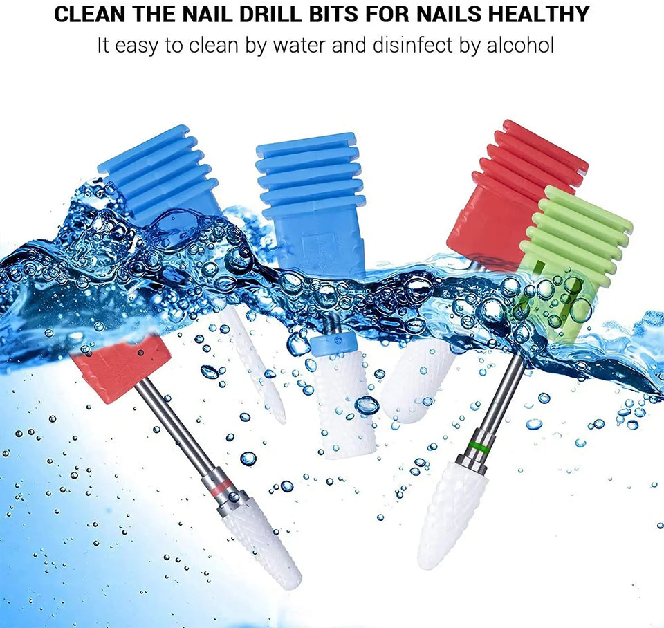 Universal Ceramic Nail Drill Bit Set for Professional Acrylic Gel Nail Polishing, Manicure, Pedicure Cuticle, 5pcs, 3/32'' (2.35mm) pattanaustralia