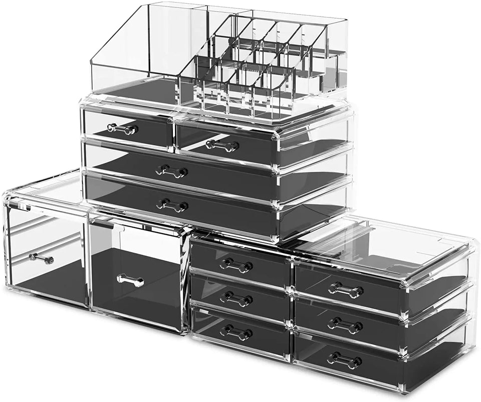 Makeup Cosmetic Organizer Storage Drawers,  Display Boxes Case with 12 Drawers (Clear) pattanaustralia