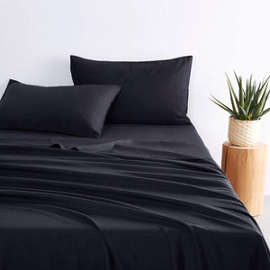 - Black Sheet Set, 1000TC Ultra Soft Microfiber, Fitted Sheet & Flat Sheet & 2 Pillowcases (4 Pcs, Queen Size)