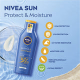 SUN Protect and Moisturising 4 Hour Water Resistant Sunscreen Lotion (400Ml) SPF 50+ Sunscreen with Vitamin E and Panthenol for Protection against UVA and UVB