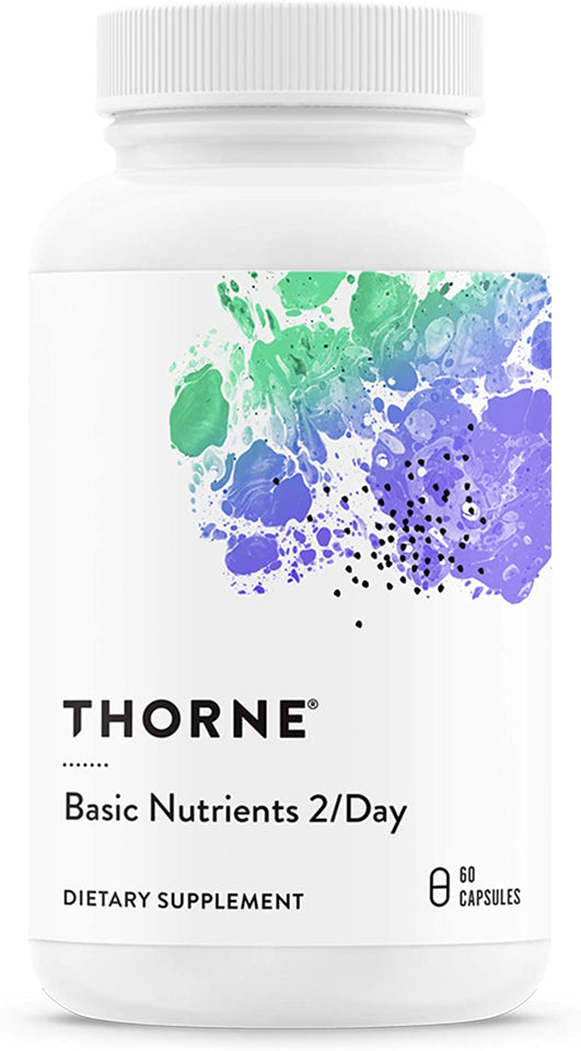 Thorne Basic Nutrients 2/Day - Comprehensive Daily Multivitamin with Optimal Bioavailability - Vitamin and Mineral Formula - Gluten-Free, Dairy-Free, Soy-Free - 60 Capsules - 30 Servings