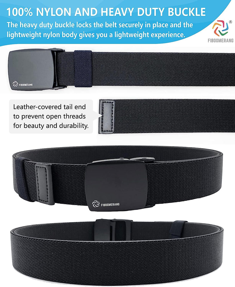 Mens Belt,  Tactical Belt for Mens Jeans, Heavy Duty Belt with Stretch Nylon Web and Quick Release Aluminum Buckle, Width 1.5" Length 53"