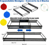 SAL STORE Expandable Pan Organizer Rack with 3 Free Reusable Silicon Sponges - Pots and Pans Organizer for Kitchen - 10 Adjustable Compartment - Durable Steel & Space Saving for Kitchen