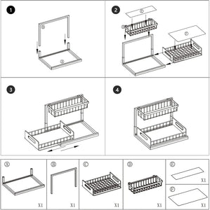 Kitchen Storage & Organisation, under Sink Storage,2 Tier under Sink Organiser, Sliding Cabinet Drawer Storage with Non-Slip Pads,Multi-Purpose under Sink Shelf Organizer