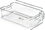 Kitchen Storage Bins, Large Clear Stackable Organizer Containers with Handles for Refrigerator, Freezer, Pantry, Cabinets, Shelves, Bathroom - Pack of 4, 37 X 21.5 X 10Cm