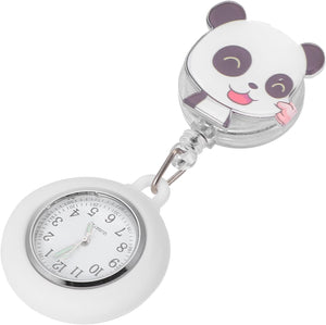 1Pc Delicate Practical Second Alloy for with Convenient Nurse Doctors Panda on Cover Gifts Watches Clip Watch Hanging Pattern Metal Pocket Panda-Shaped Doctor Clip- Nurses