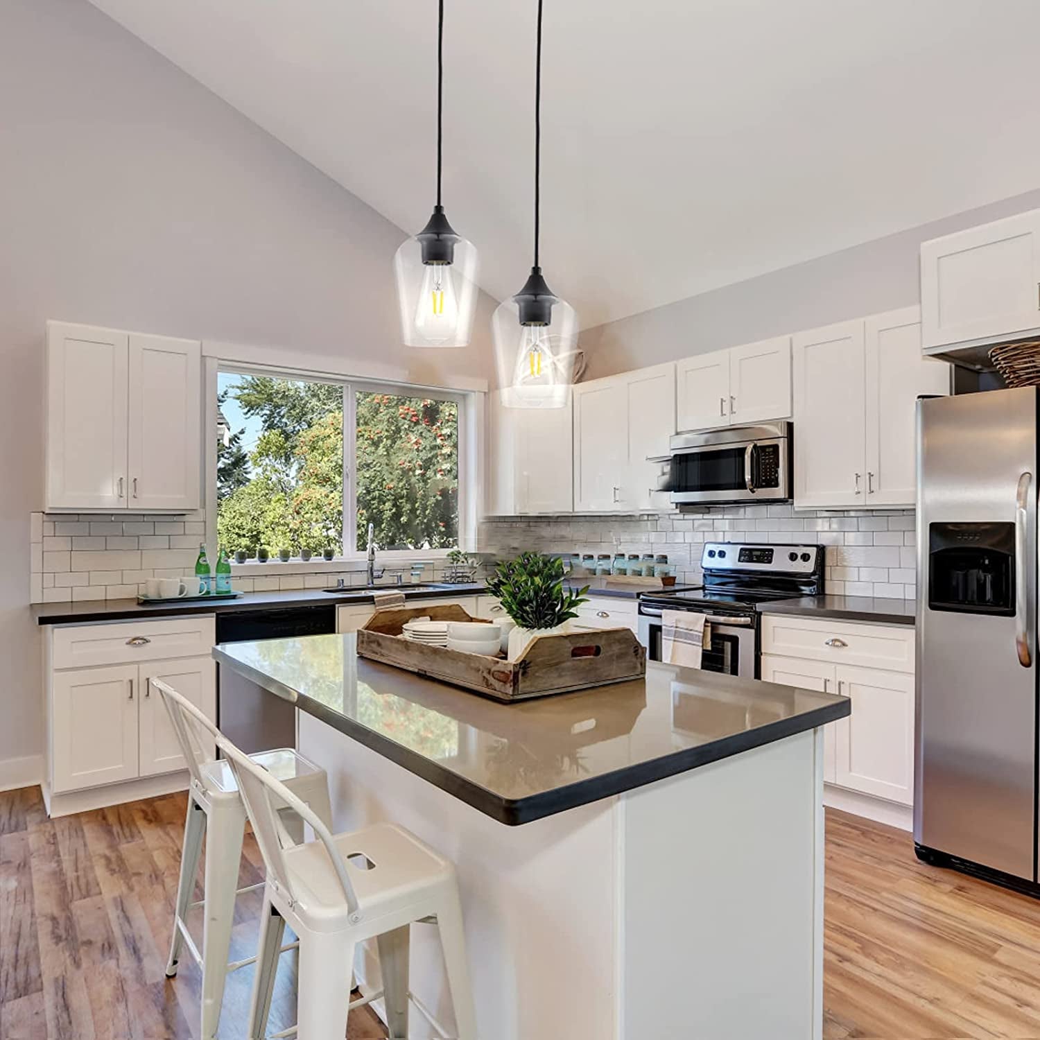 Black and white on sale kitchen pendant lights