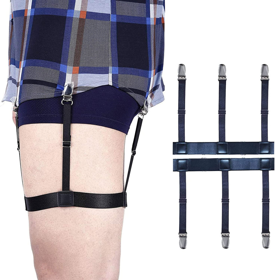 Men Shirt Stays Adjustable Elastic Shirt Garter Shirts Holder with Non-Slip Locking Clamps for Police Military