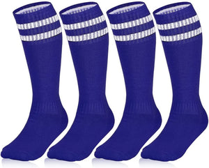 3 Pairs Kids Knee High Soccer Socks Athletic Sports Team Socks for 7-12 Years Old Youth Boys and Girls (US Size 3-6）