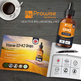 Vitamin D3 4000Iu + K2 MK7 25Μg I Orange Liquid Drops I High Strength 4000Iu D3 + 25Μg K2-30Ml Bottle I Fast Absorption I 1200 Vegetarian Drops - Made in UK by Prowise Healthcare