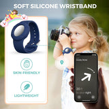 Air Tag Wristband Kids(2 Pack) - Soft Silicone Air Tag Bracelet for Kids - Lightweight GPS Tracker Holder Compatible with Apple Air Tag Childs Watch Band Kids (Black & Navy Blue)