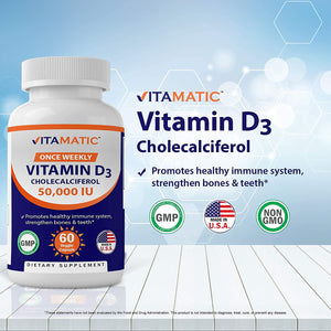 2 Pack -  Vitamin D3 50,000 IU (As Cholecalciferol), Once Weekly Dose, 1250 Mcg, 60 Veggie Capsules 1 Year Supply, Progressive Formula Helping Vitamin D Deficiencies (Total 120 Veg Capsules)