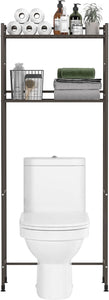 over the Toilet Storage Shelf, 2-Tier Bathroom Organizer Space Saver, Free-Standing above Toilet Rack Metal Bathroom Shelves (Brown, 2 Tier)